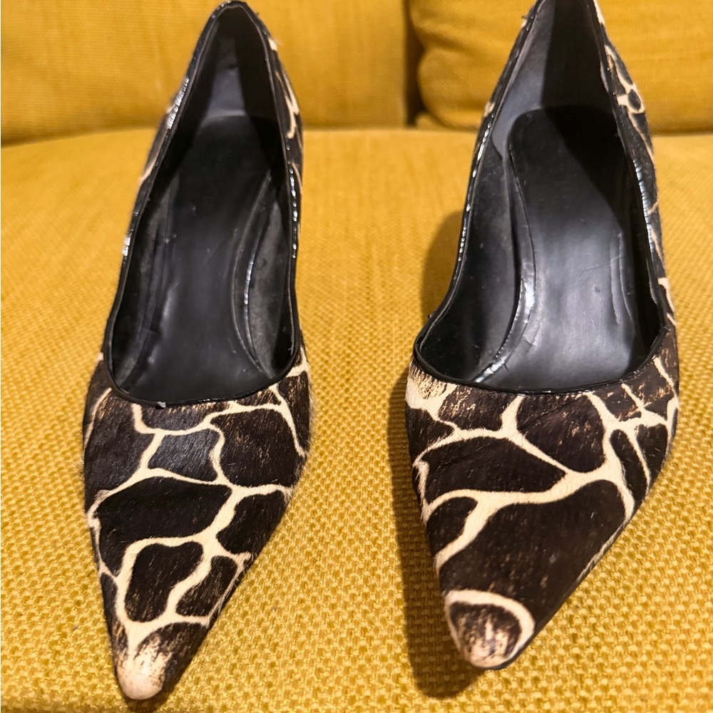 Nine West Giraffe Print Heels - Black and Cream